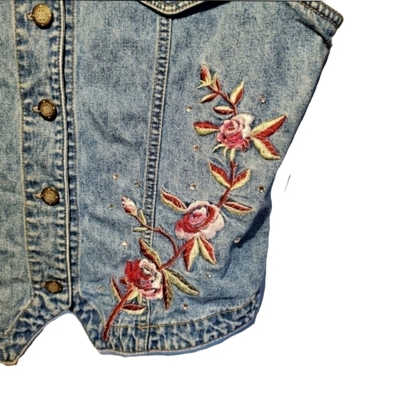 Vintage Bill Blass sz M Embroidered jean vest - Picture 6 of 7